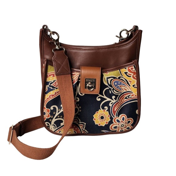 Spartina 449 Handbags - Spartina 449 Daufuskie Island Leather & Natural Linen Crossbody Shoulder Bag